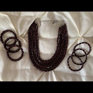 NWOT Cato Merlot Colored Necklace and Bracelets!